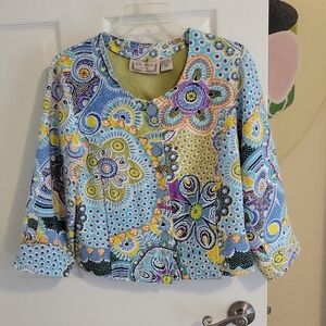 Life Style Petite SzMP Colorful Patterned lined button-down jacket with pockets